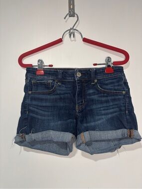 American Eagle Outfitters Dark Blue Denim Rolled Hem Shorts